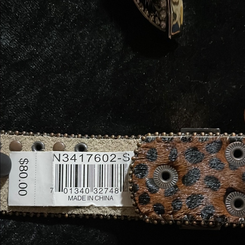Leopard Print Rhinestone Belt - Picture 2 of 7